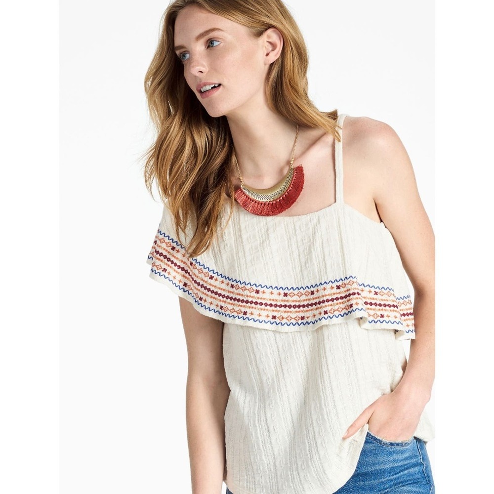 Lucky Brand Embroidered Off The Shoulder Top